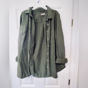 Olive green button up top
